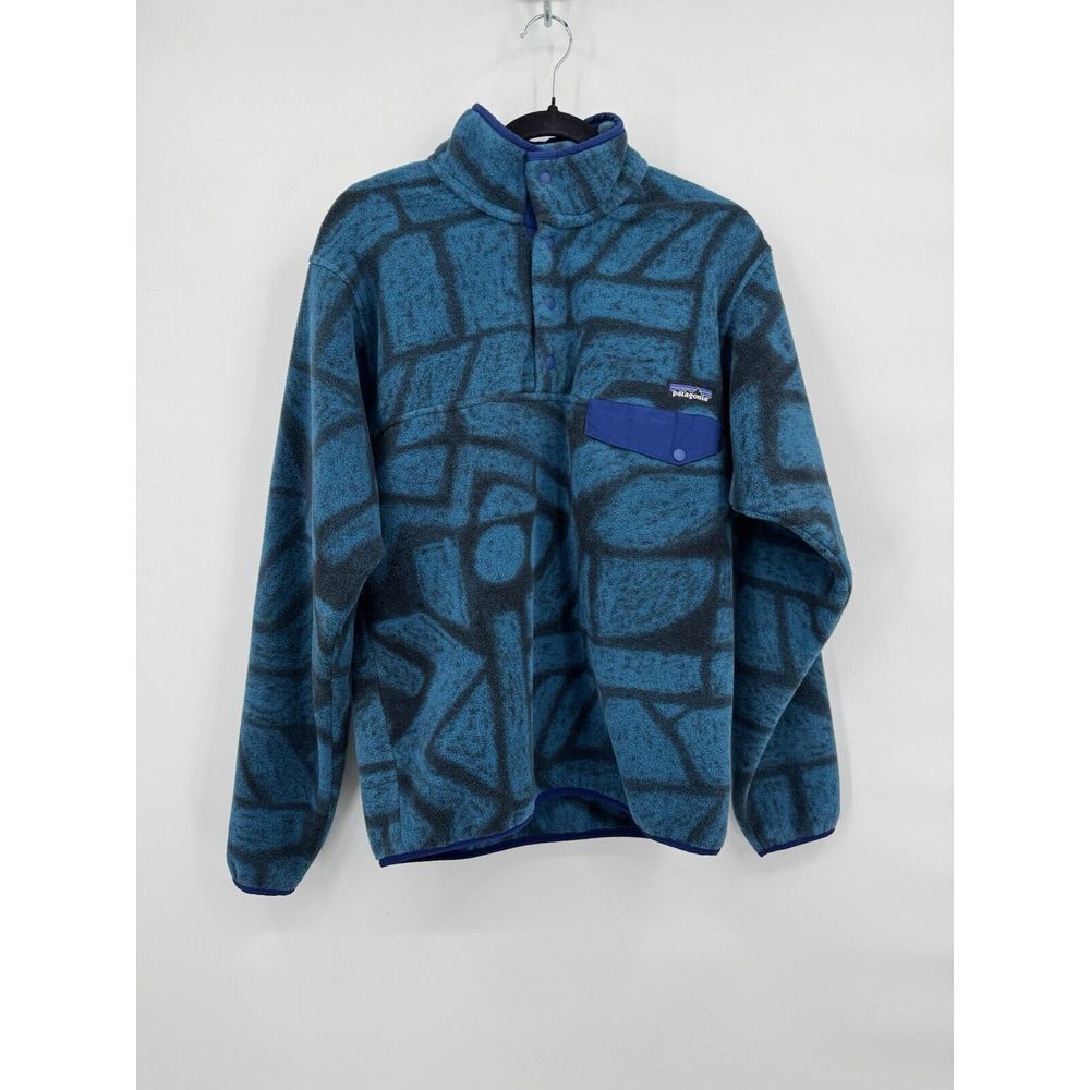Patagonia Men's Synchilla Blue Stone Fleece Snap T Pullover - Size Large S